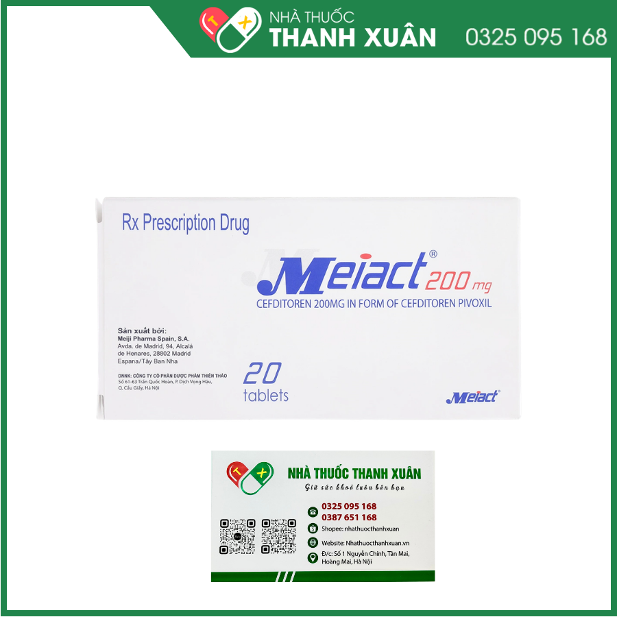 Thuốc Meiact 200mg điều trị viêm amidan, viêm họng cấp tính, viêm xoang xương hàm